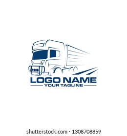 Truck Silhouettes Logo Template Line Art Stock Vector (Royalty Free ...