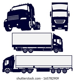 Truck silhouettes set