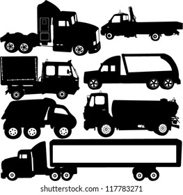truck silhouettes set - vector