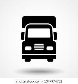 Truck simple icon silhouette on white background. Ground transport. Vector illustration.