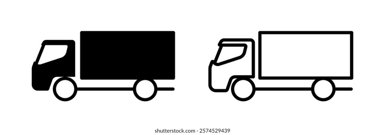Truck simple icons. Delivery service icons.