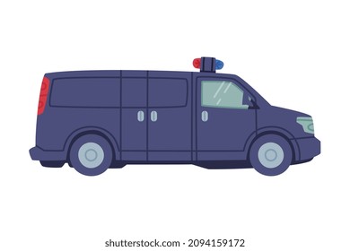 Truck with Siren as SWAT Vehicle or Rescue Vehicle and Police Tactical Unit Vector Illustration