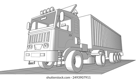 truck sketch symbol 3d illustration