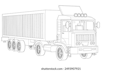 truck sketch symbol 3d illustration