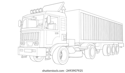 truck sketch symbol 3d illustration