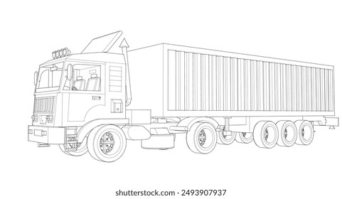 truck sketch symbol 3d illustration