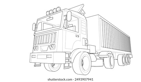 truck sketch symbol 3d illustration