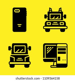 truck, truck, smartphone and computer vector icon set. Sample icons set for web and graphic design