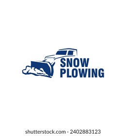 Truck Snow Plowing Badge Logo Snowplow Service Frost  Template Vector