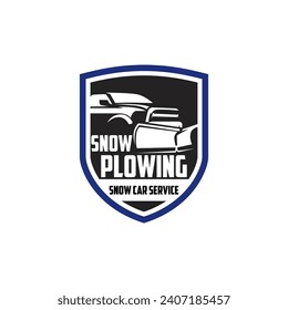 Truck Snow Plowing Badge Logo Snowplow Service Frost  Template Vector