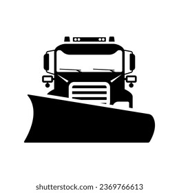 Truck snowplow icon. Snowblower. Black silhouette. Front view. Vector simple flat graphic illustration. Isolated object on a white background. Isolate.