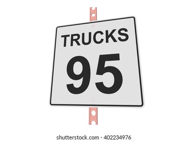 "Truck speed" - 3d illustration of roadsign isolated on white background
