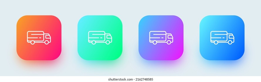 Truck square icon for transportation, commerce apps and websites in gradient colors. Delivery icons set.