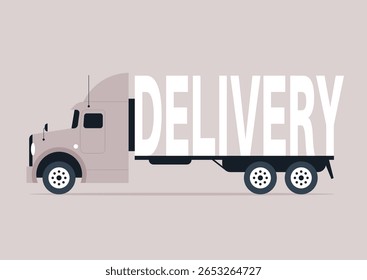 A truck stands prominently with the word DELIVERY emblazoned on its side, representing the crucial role of transport in connecting goods with customers in urban settings