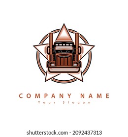 Truck and star vector design logo