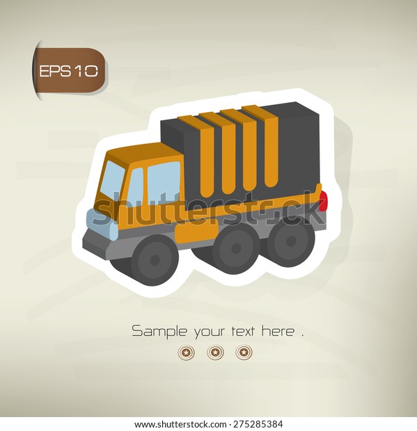 Truck sticker\
design on old\
background,vector