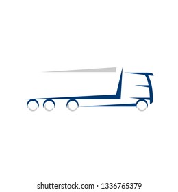 A truck suitable for the sign, icon, background or template. Flat design. Vector graphic illustration.