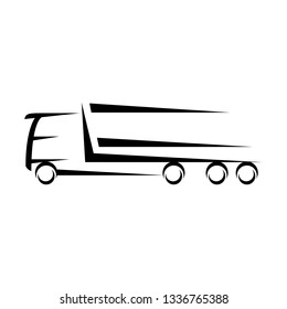 A truck suitable for the sign, icon, background or template. Flat design. Vector graphic illustration.