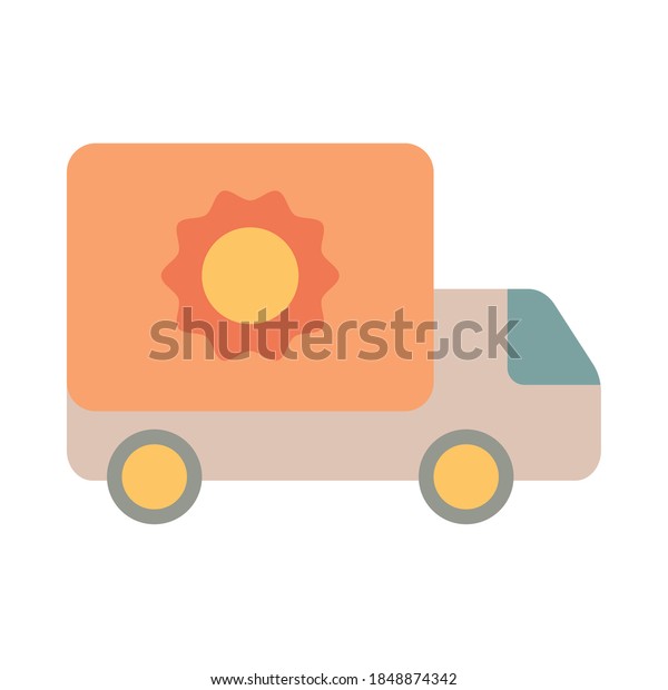 truck with sunflower gardening flat style icon\
vector illustration\
design