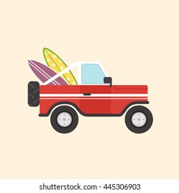 Truck with Surfing Boards