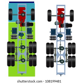 truck suspension, top view. Vector Illustration