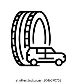 vector de icono de línea de neumáticos de camión o de suv. señal de neumáticos de camión o de suv. símbolo de contorno aislado ilustración negra