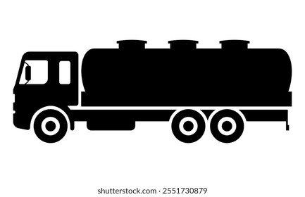 Truck tank icon. Black silhouette. Side view. Vector simple flat graphic illustration. Isolated object on a white background. Isolate.