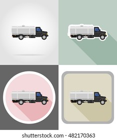truck with tank for transporting liquids flat icons vector illustration isolated on background