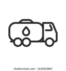 truck with tank for transporting liquids, linear icon. Editable stroke