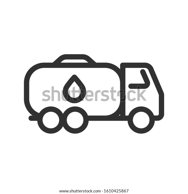 truck with tank for transporting liquids, linear\
icon. Editable stroke