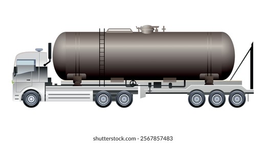 Truck tanker semi trailer heavy cargo industries vector Illustration