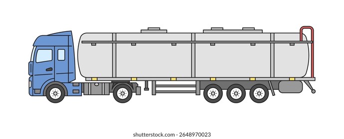 Truck with tanker semitrailer. Vector illustration