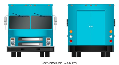 truck template. Cargo van Vector illustration EPS 10 isolated on white background. City commercial vehicle delivery