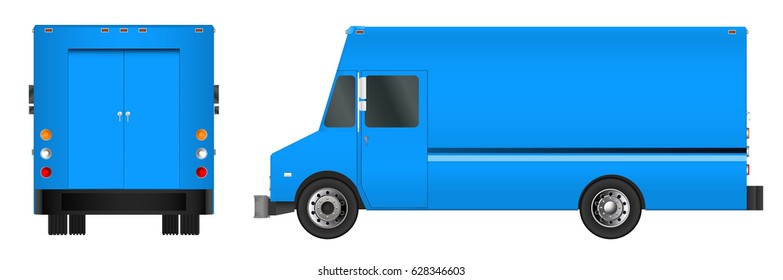 truck template. Cargo van Vector illustration EPS 10 isolated on white background. City commercial vehicle delivery