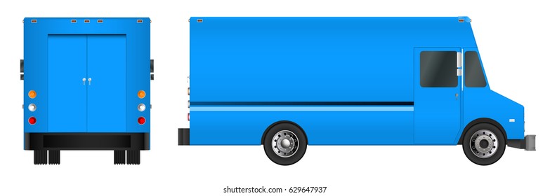 truck template. Cargo van Vector illustration EPS 10 isolated on white background. City commercial vehicle delivery