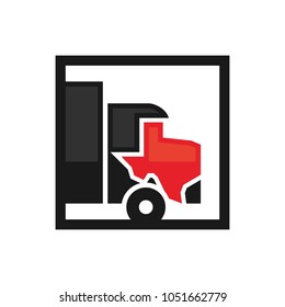 truck with texas map vector logo.