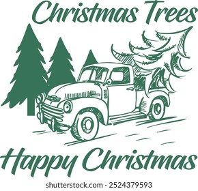 a truck that says christmas trees on it