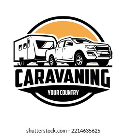 Truck tow Caravan logo illustration vector isolated