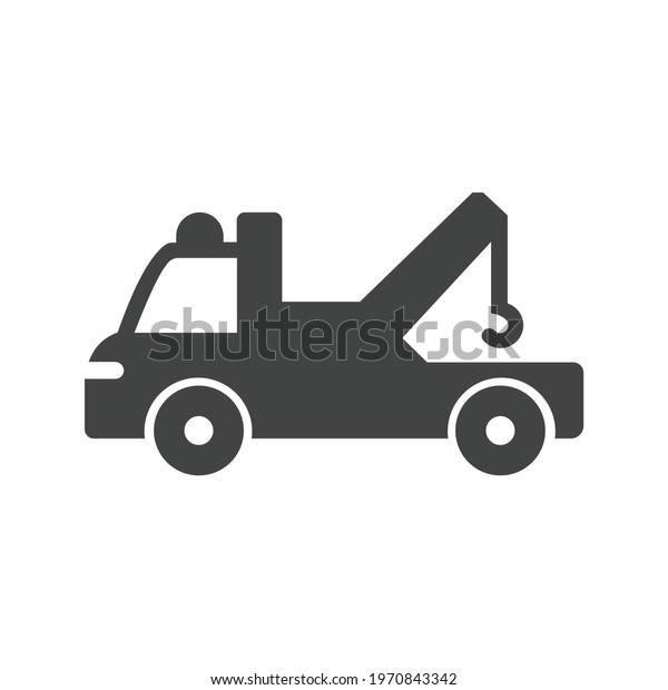 Truck Towing\
Icon Black and White Vector\
Graphic