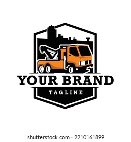 Truck towing logo template. Suitable logo for business related to automotive service business industry