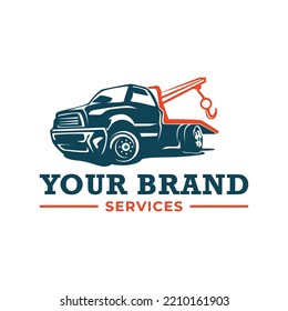 Truck towing logo template. Suitable logo for business related to automotive service business industry