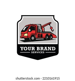 Truck towing logo template. Suitable logo for business related to automotive service business industry