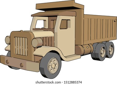 Truck toy, illustration, vector on white background.