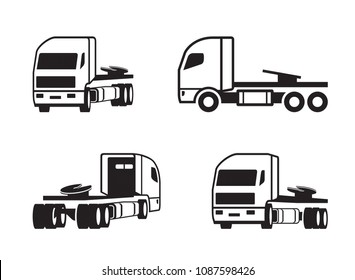 Truck tractor in different perspective - vector illustration