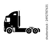 Truck tractor icon. Black silhouette. Side view. Vector simple flat graphic illustration. Isolated object on a white background. Isolate.