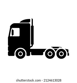 Truck tractor icon. Black silhouette. Side view. Vector simple flat graphic illustration. Isolated object on a white background. Isolate.