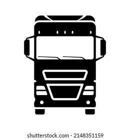 Truck tractor icon. Black silhouette. Front view. Vector simple flat graphic illustration. Isolated object on a white background. Isolate.