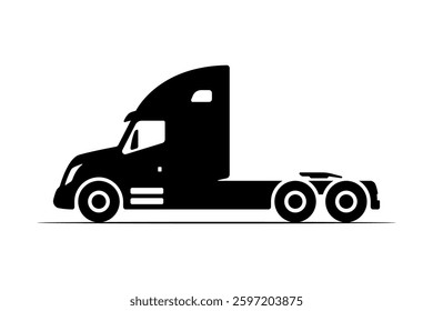 Truck tractor icon. Black silhouette. Side view. Vector simple flat graphic illustration. Isolated object on white background. Isolate.
