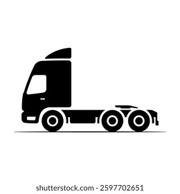 Truck tractor icon. Black silhouette. Side view. Vector simple flat graphic illustration. Isolated object on white background. Isolate.