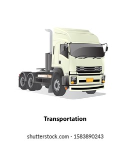 Truck Tractor perspective vector preview on white background.